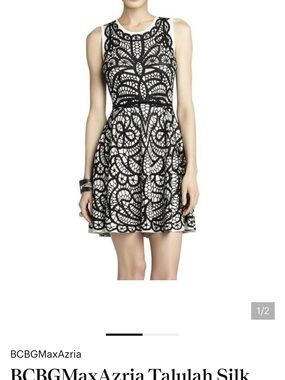 BCBGMaxAzria Black and White Fit & Flare Mini Dress